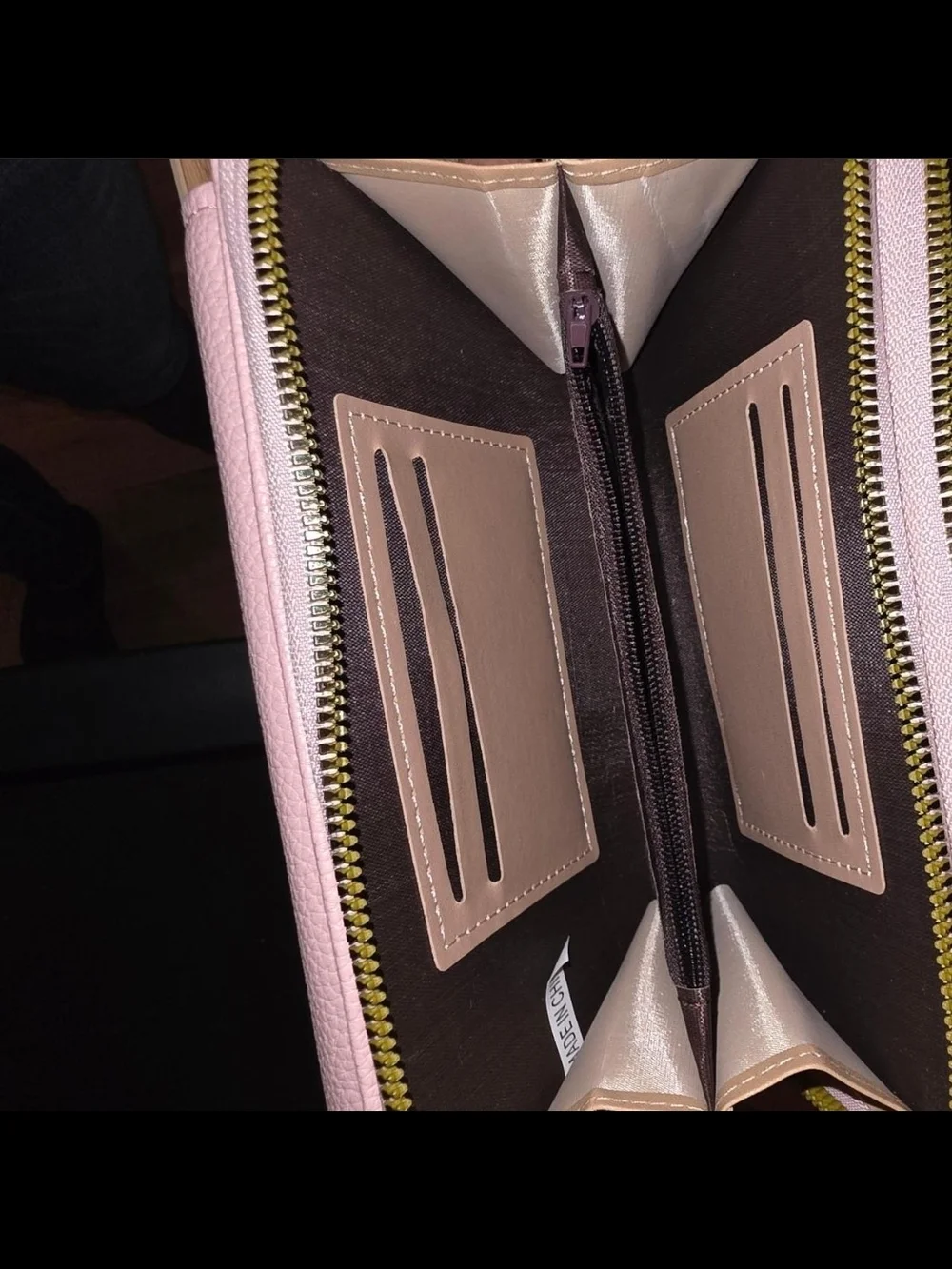 Pink Quilted Leather Wallet with Gold Turn-Lock